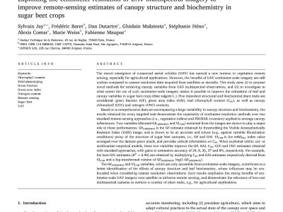 Exploiting the centimeter resolution of UAV multispectral imagery to improve remote-sensing estimates of canopy structure and biochemistry in sugar beet crops