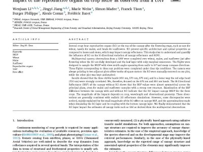 Impact of the reproductive organs on crop BRDF as observed from a UAV