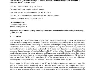 Plant detection and counting from high-resolution RGB images acquired from UAVs: comparison between deep-learning and handcrafted methods with application to maize, sugar beet, and sunflower